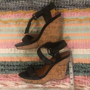 Black Calvin Klein Cork Wedge Sandals size 8